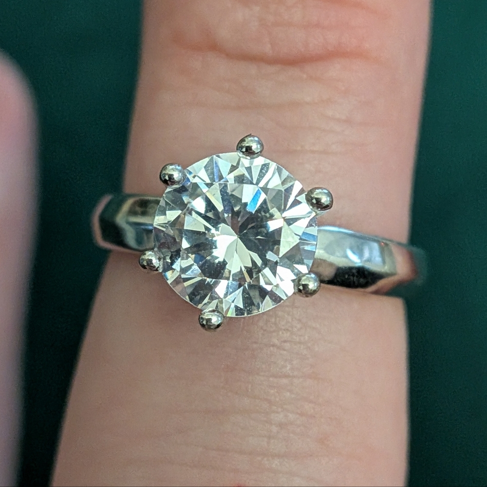 Tiffany Style Traditional Six Prong Faux Engagement Ring Size 6